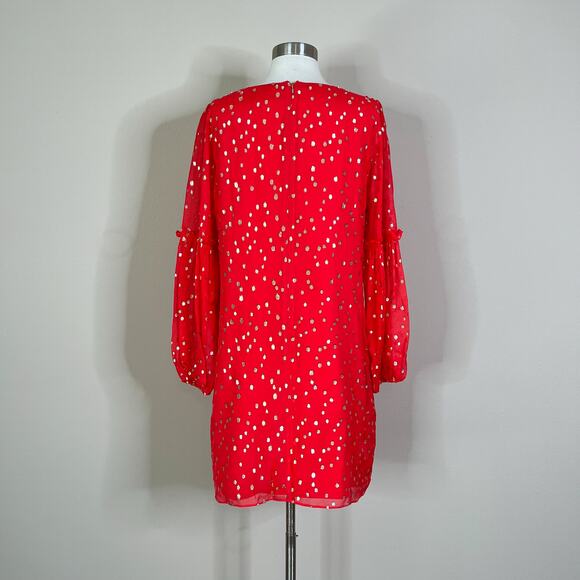 Lilly Pulitzer | Silk Cleme Red Gold Polka Dot Balloon Sleeve Shift Dress 8 EUC - Picture 8 of 13